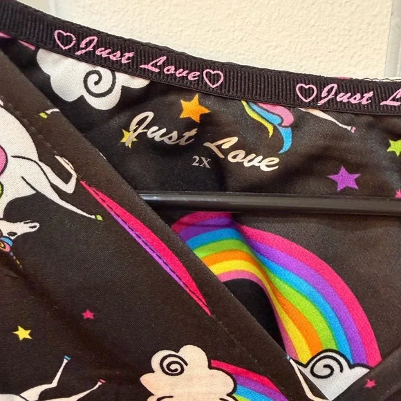 Unicorn and Rainbow Black plus size scrubs - Picture 3 of 4